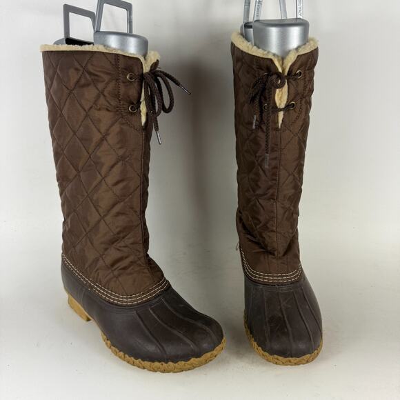 L.L. Bean Bean Boot Winter Boots Women's 8 Brown Quilted Sherpa Lined Duck Shoes - Picture 1 of 10